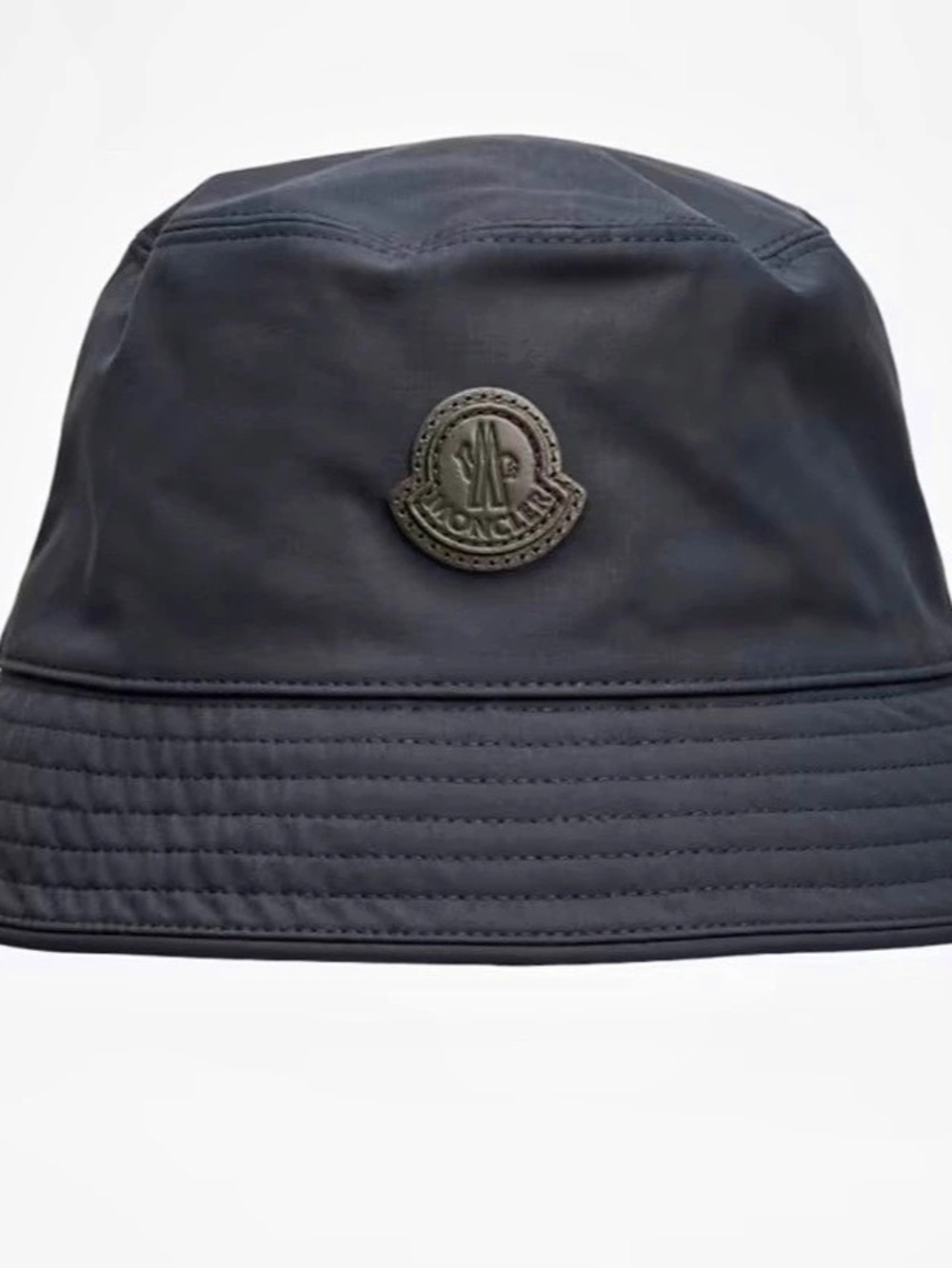 Moncler Nylon Bucket Hat with Logo Patch Black Bucket Hat Like New